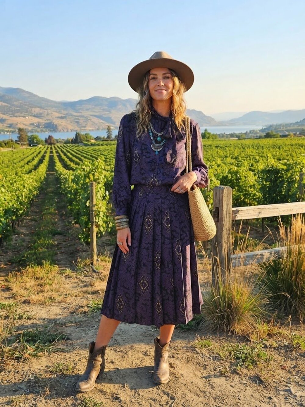 Vintage Mr. Jax Wool Blend Pleated Skirt and Blouse Set